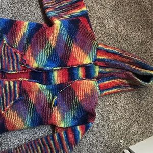 handmade rainbow knit hoodie